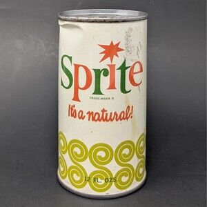 Vintage 1970s Sprite It's a Natural! Soda Pop Can 12oz Straight Steel Atlanta GA